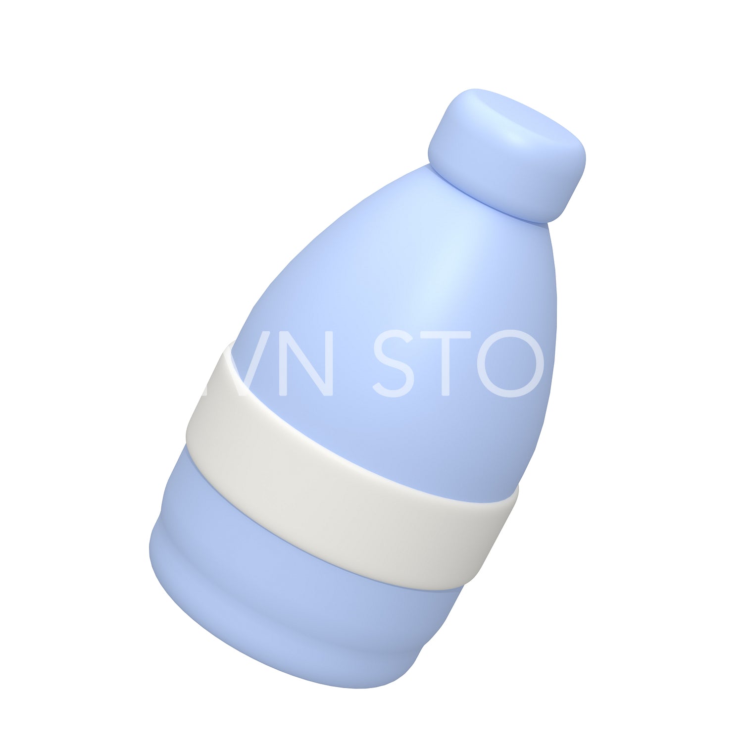 Bottle of water with cap and sticker. 3d illustration.