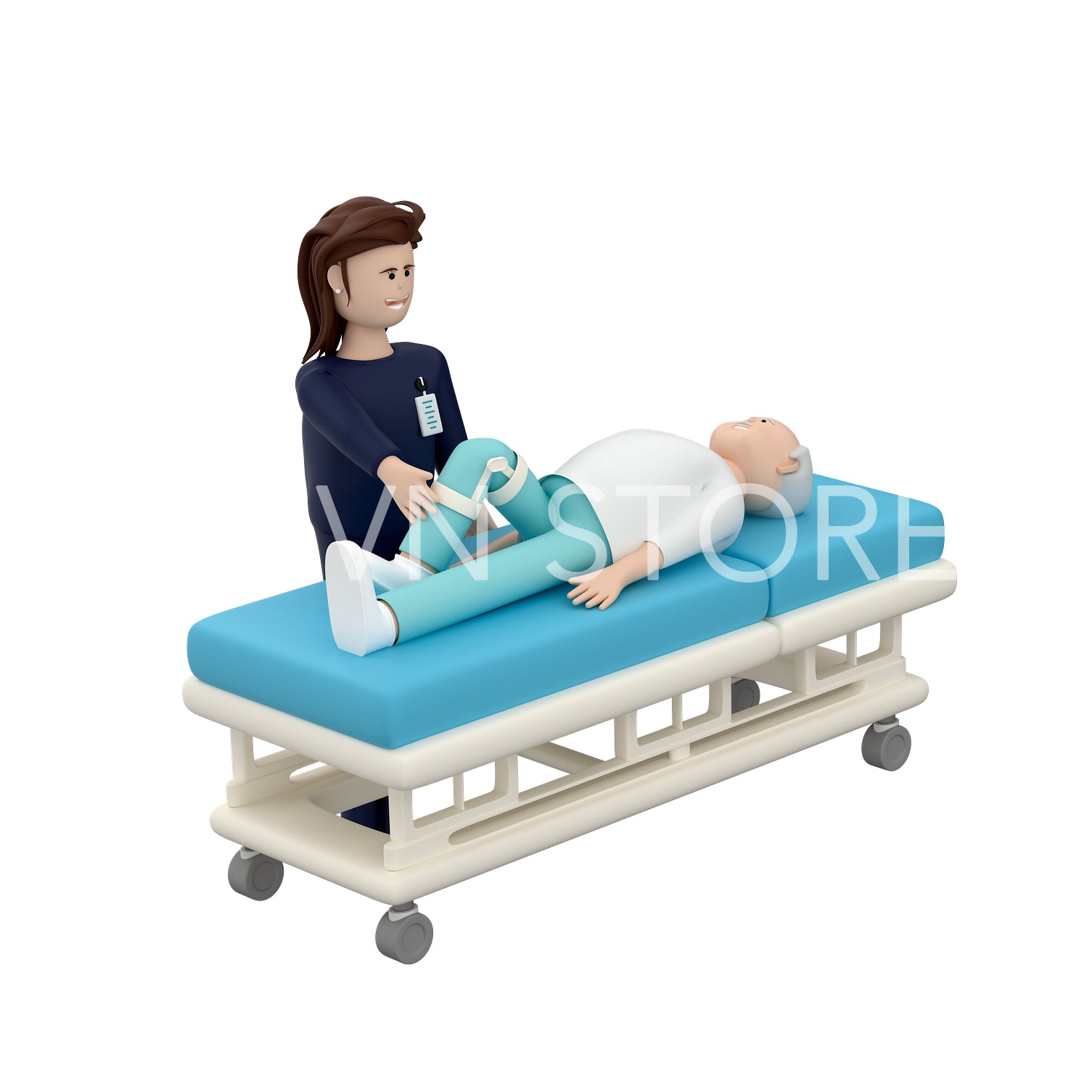 old man rehabilitation lying on bed assist from female doctor.png