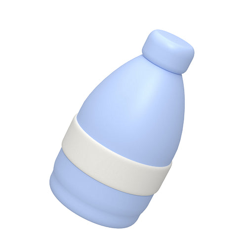 Bottle of water with cap and sticker. 3d illustration.