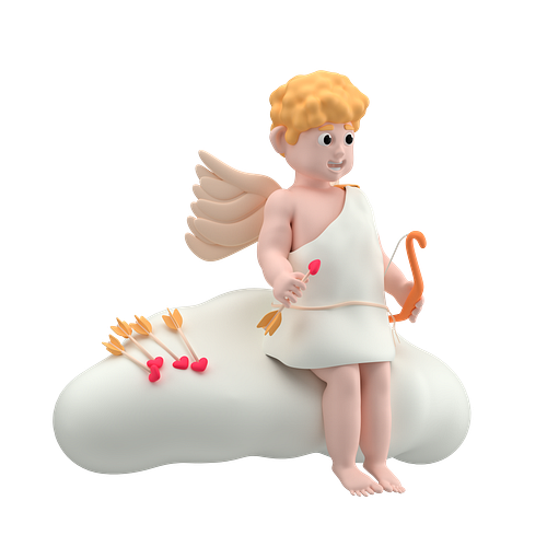 cupid sitting on cloud with arrows and bow.png