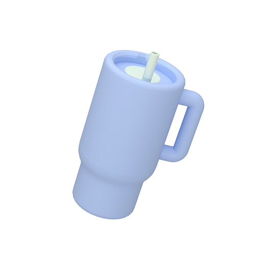 Thermos with a straw on a white background. 3d render.