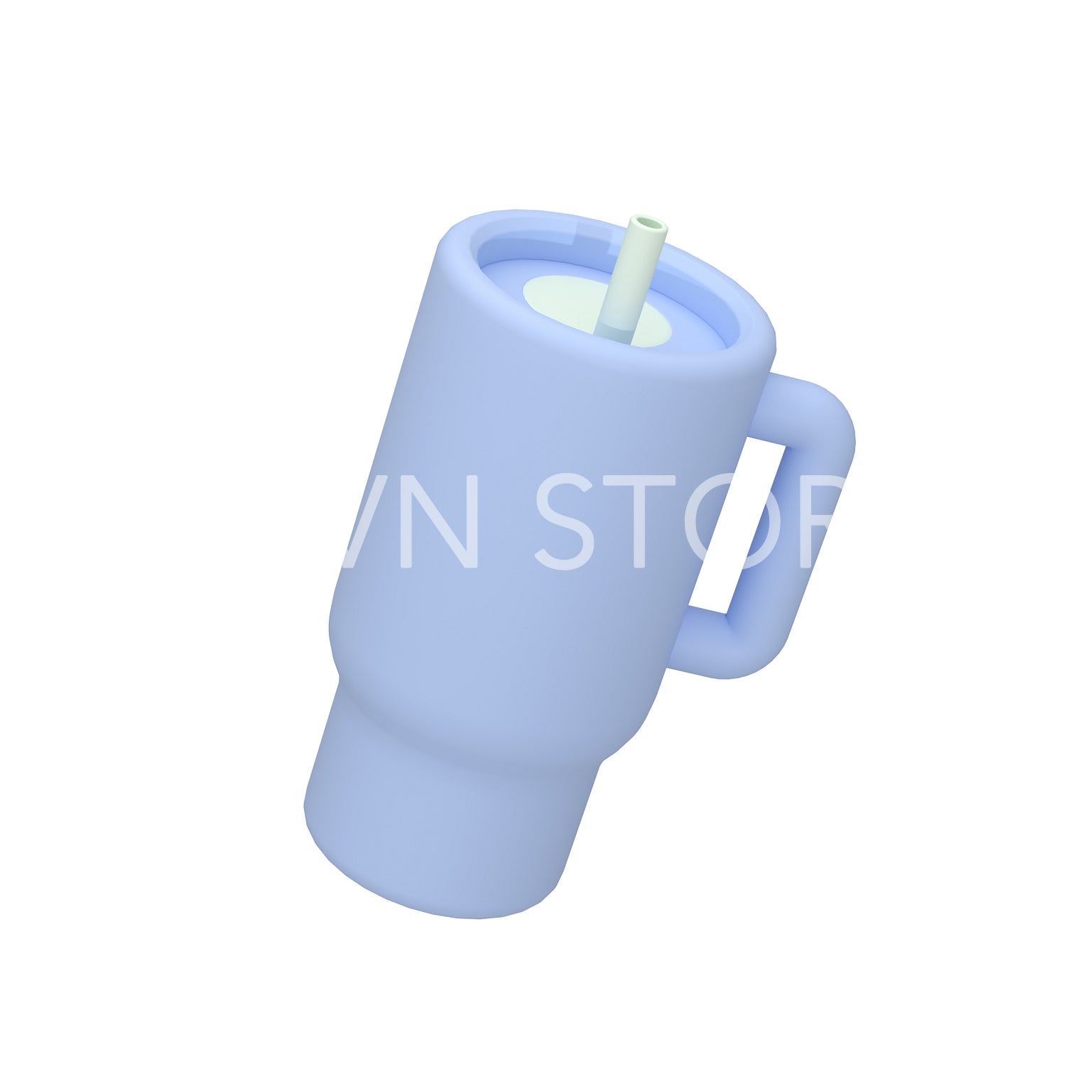 Thermos with a straw on a white background. 3d render.