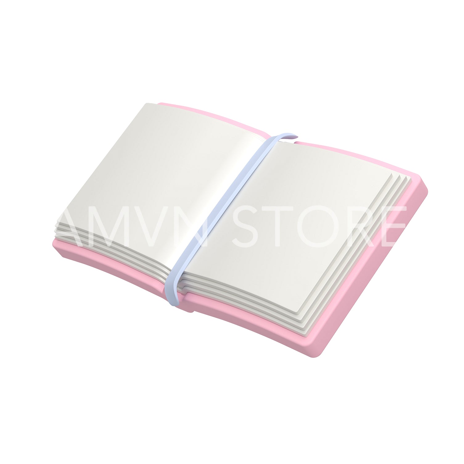 Open book with a bookmark on white background. 3d illustration.