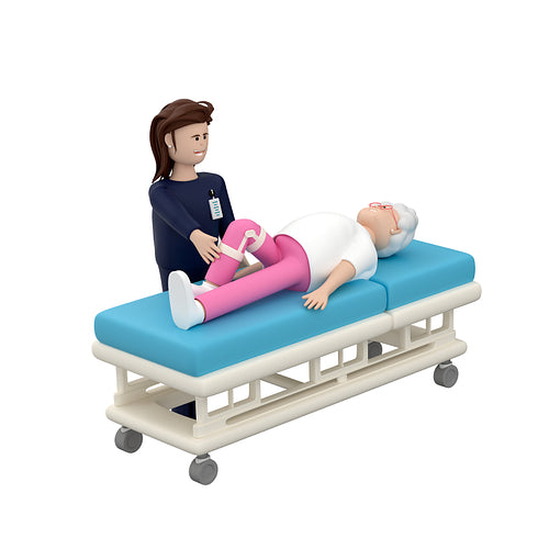 old woman rehabilitation lying on bed assist from female doctor.png