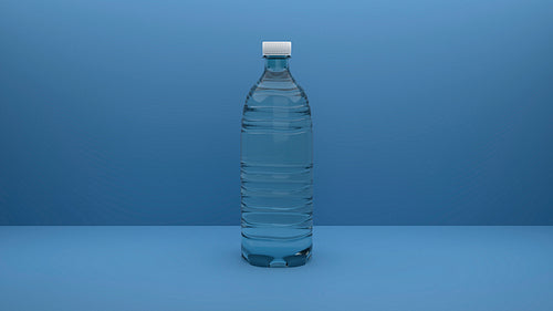 Plastic water bottle on a blue background, 3d render