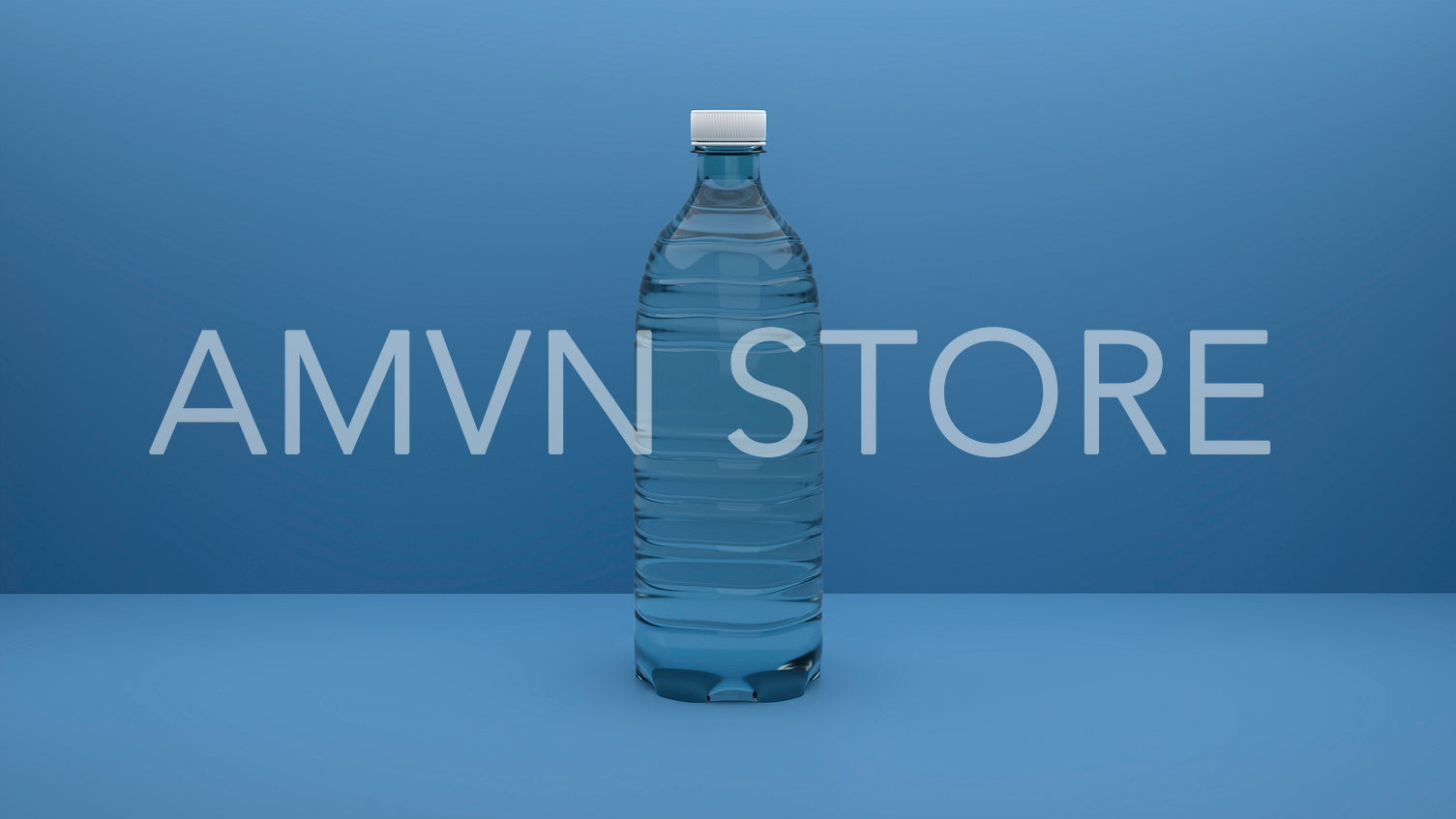 Plastic water bottle on a blue background, 3d render