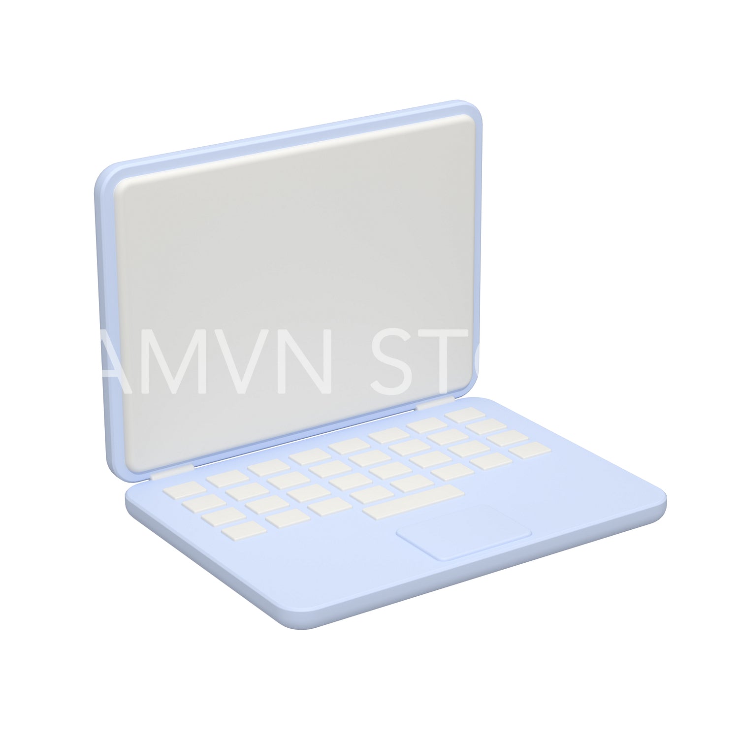 Open laptop on a white background. 3d illustration.