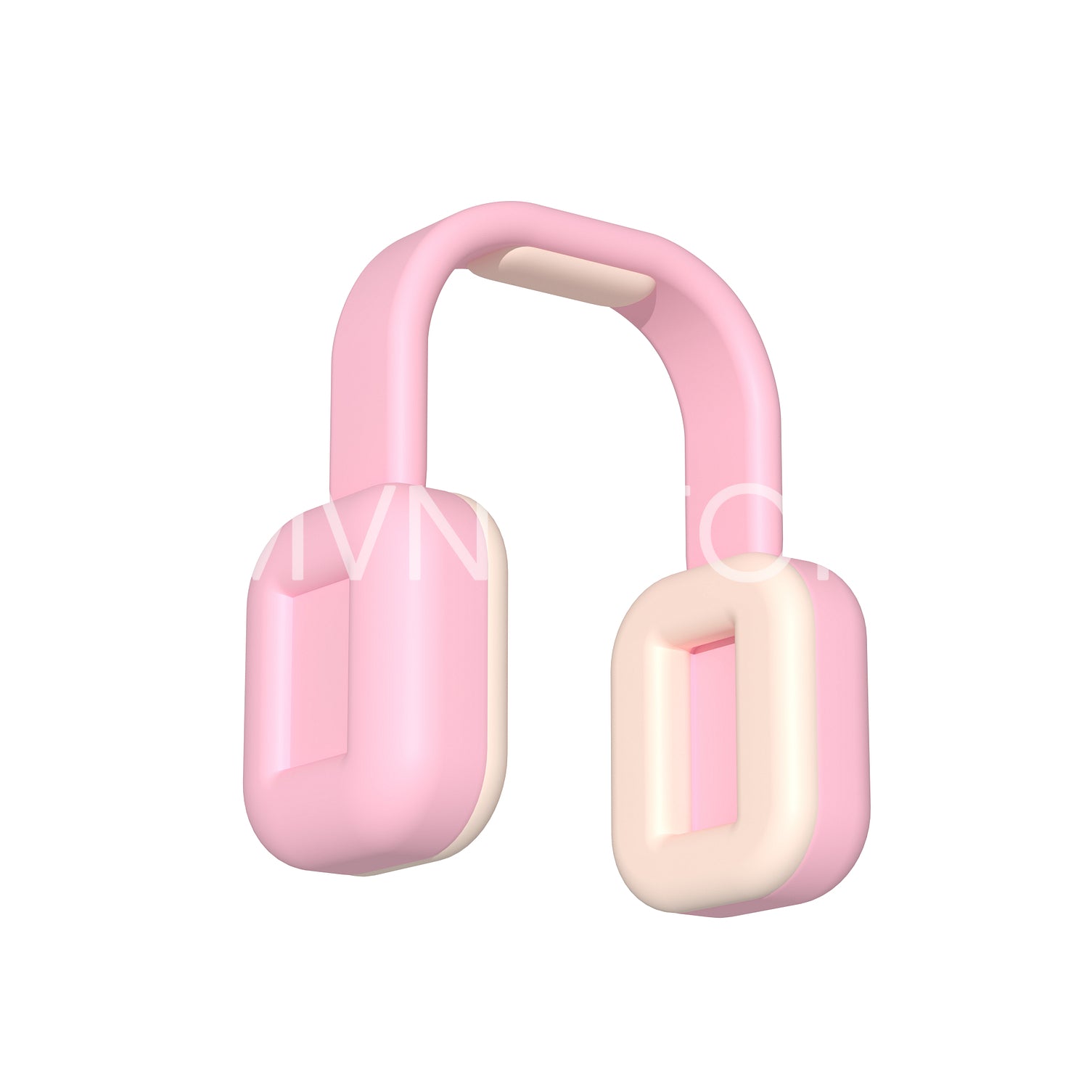 Pink headphones on a white background. 3d render.