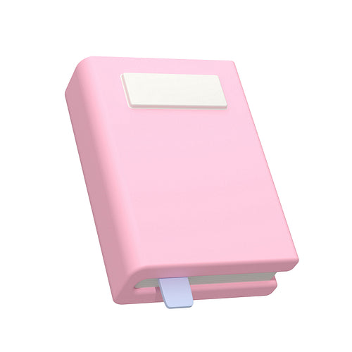 Closed pink book with a bookmark on a white background. 3d illustration.