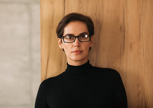 Portrait of a middle-aged businesswoman with short hair