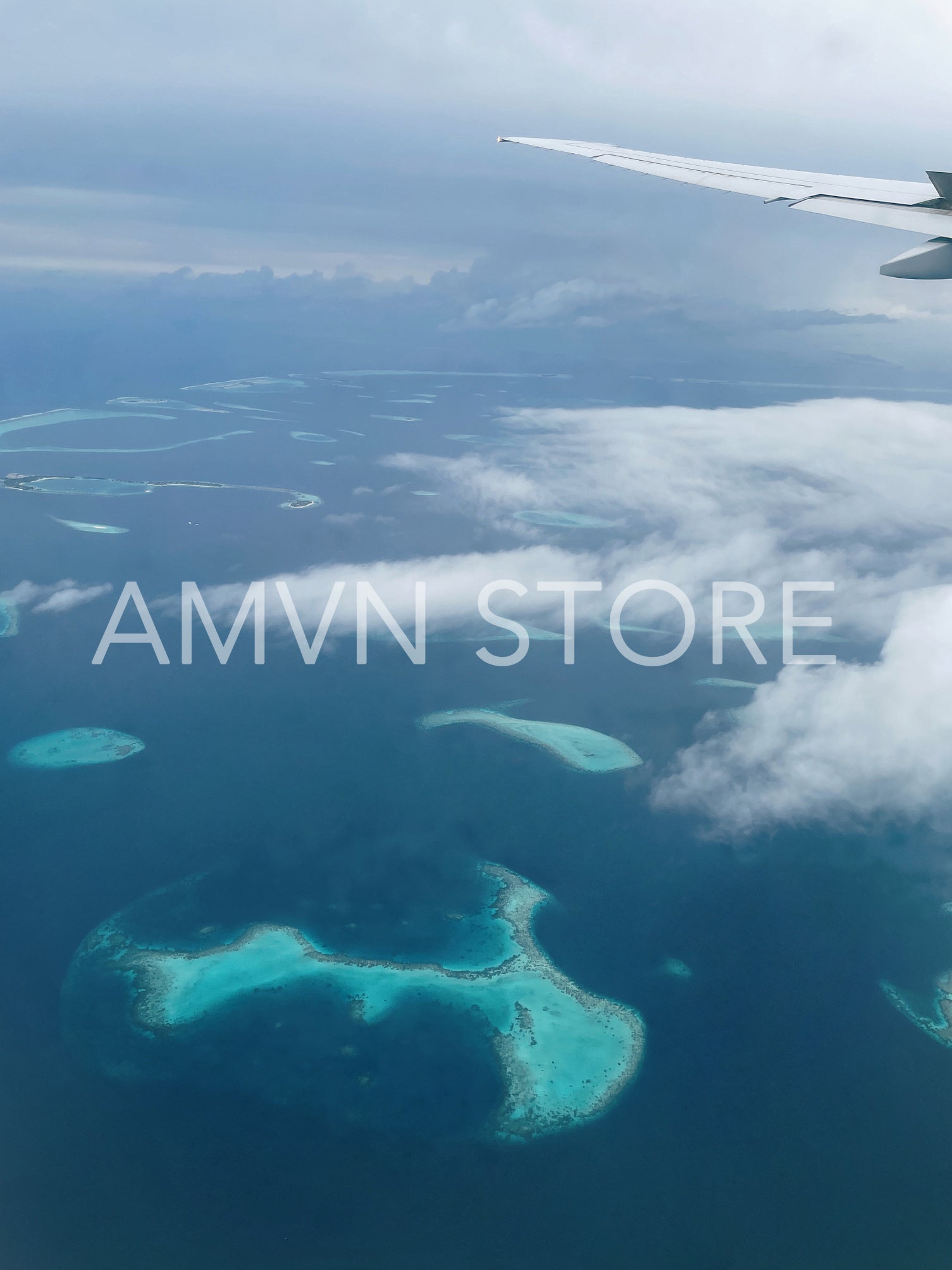 Aerial view on a many tropical islands in ocean