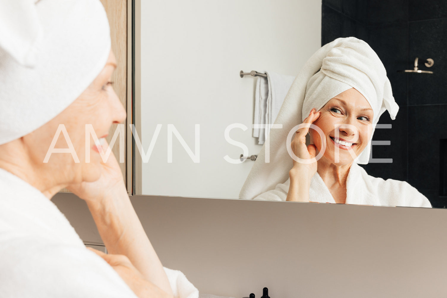 Aged woman with wrapped towel