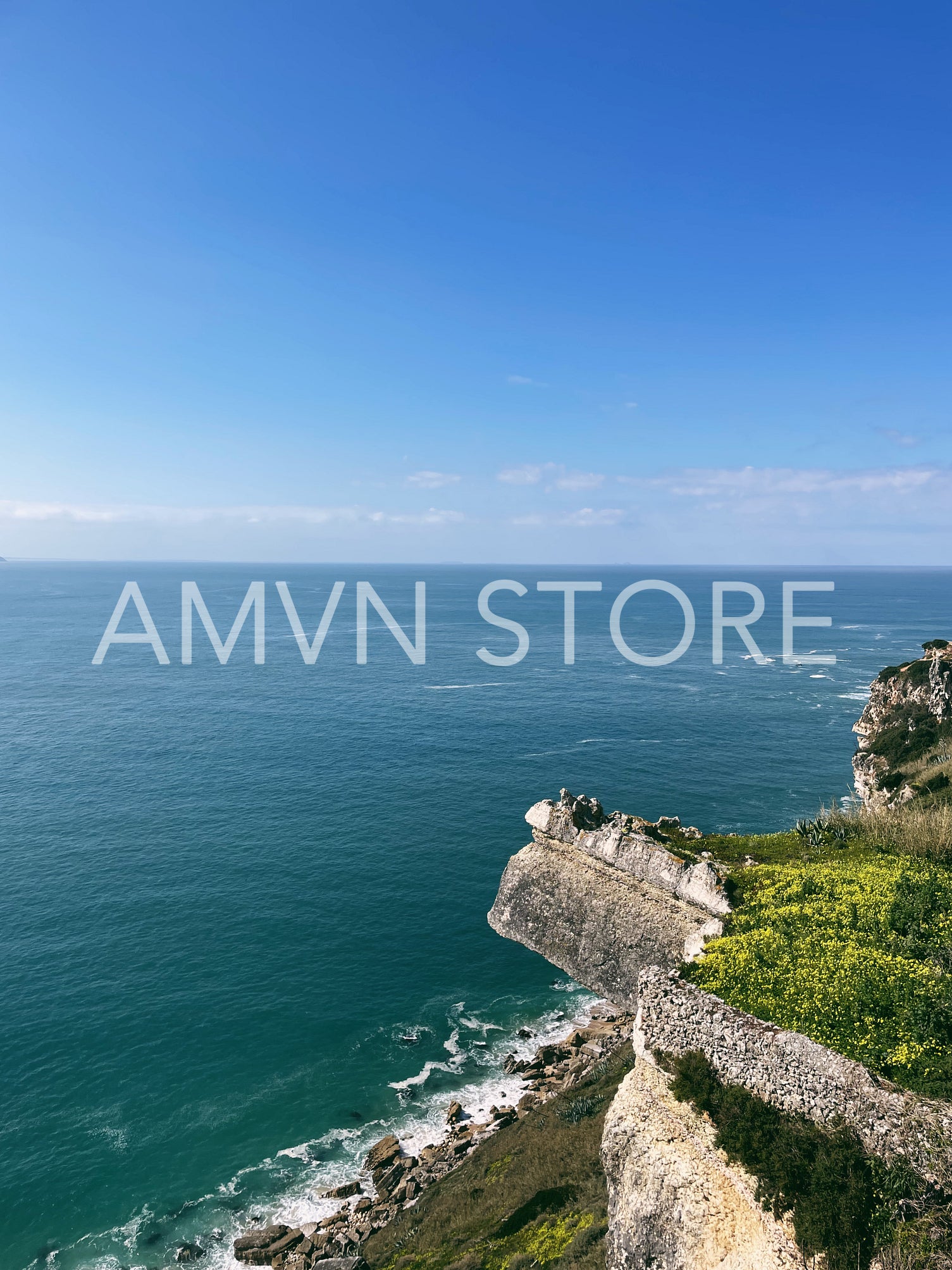 View from a mountain on an ocean and a horizon