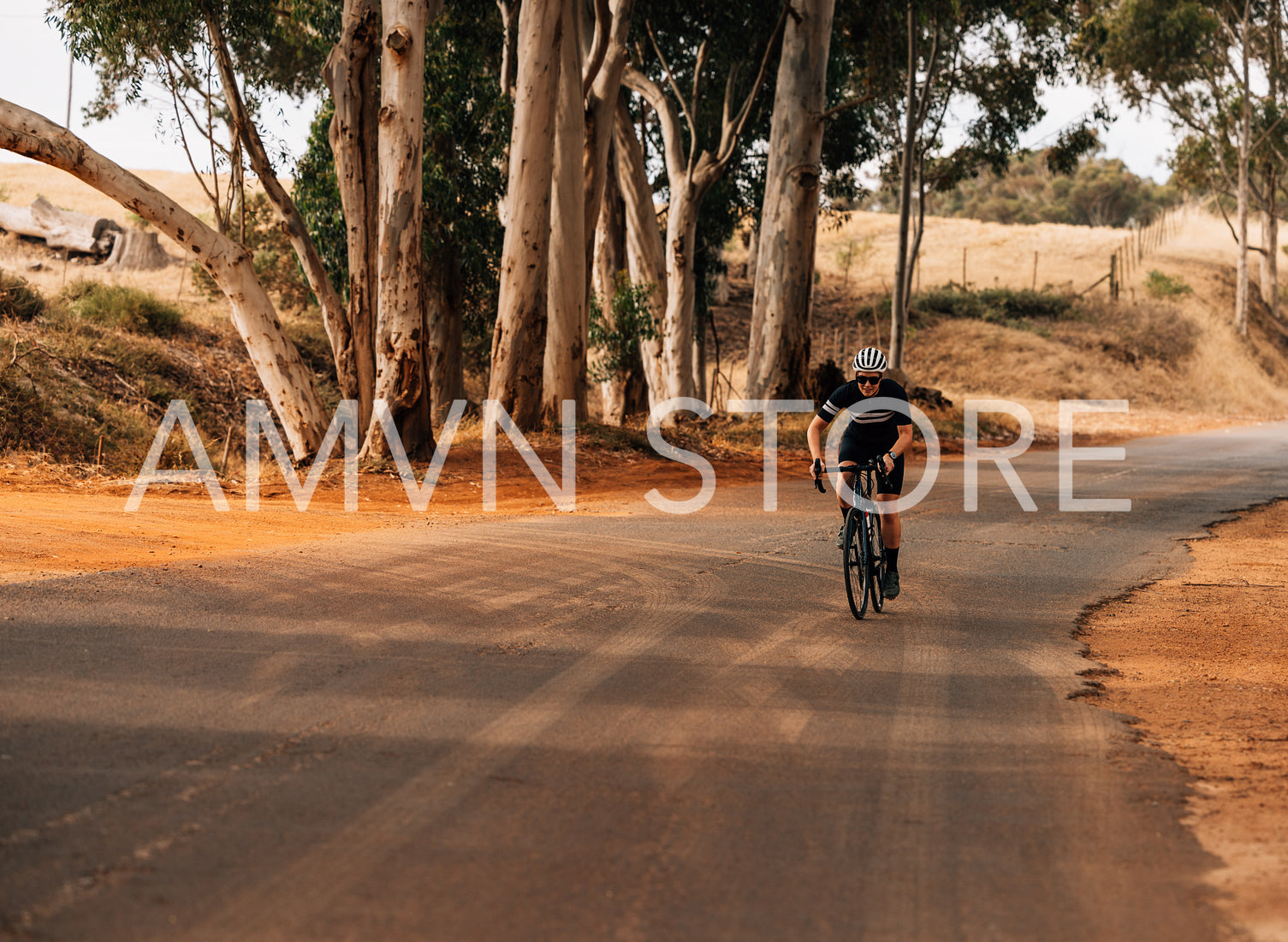 Female cyclist on her bicycle during training outdoors