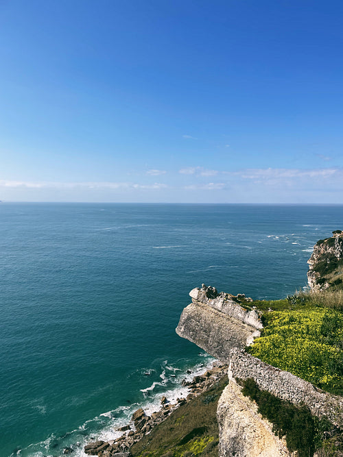 View from a mountain on an ocean and a horizon