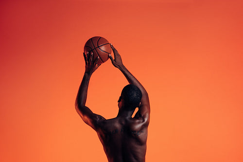 Back view of basketball player