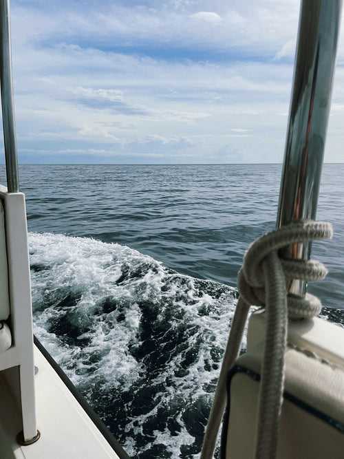 View from yacht on an ocean at sunny day