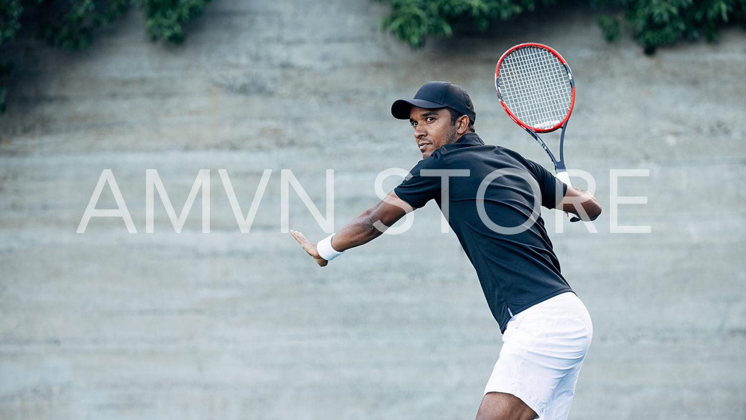 Confident male tennis player during a match 