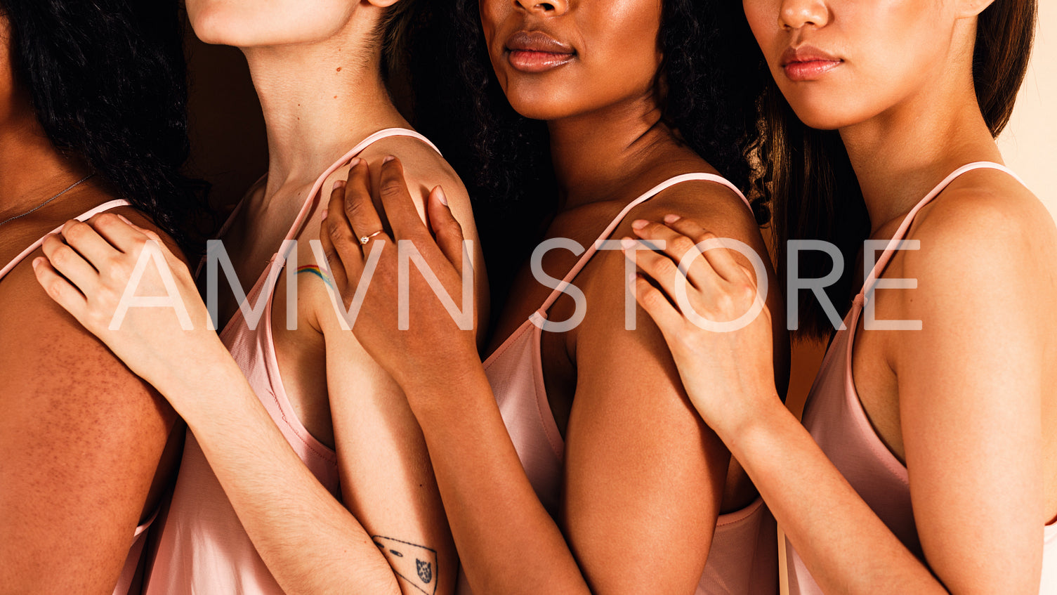 Studio portrait of a four unrecognizable women standing together	