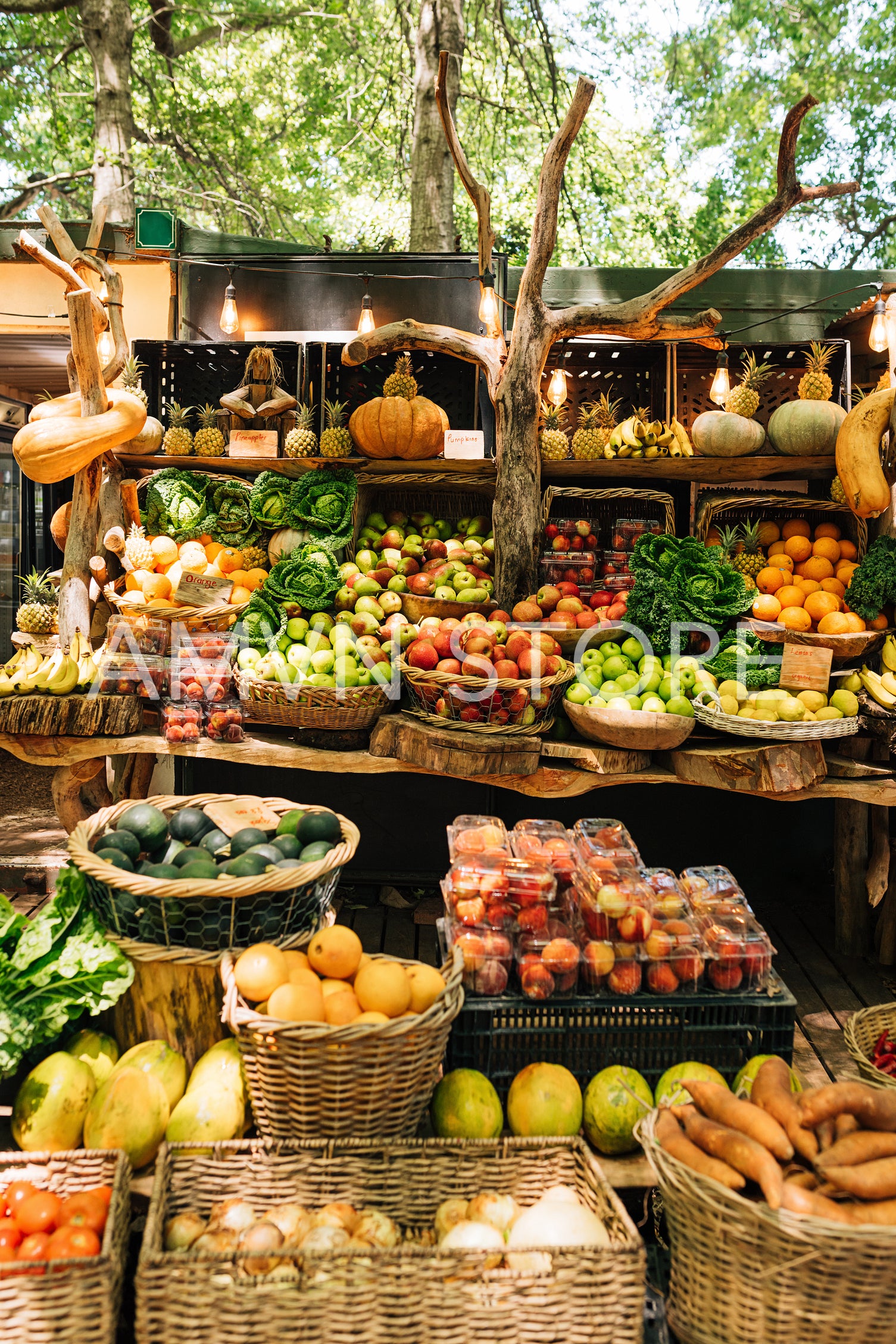 Local outdoor market with a lot of fruits and vegetables