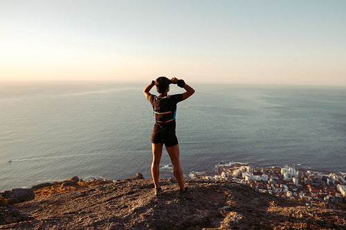 Runner standing on the edge