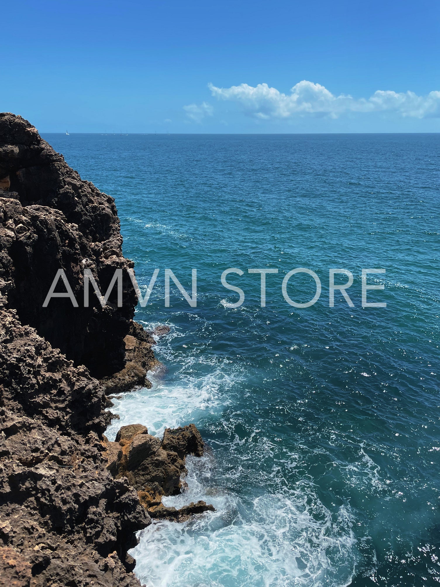 Rocky coast and ocean at sunny day