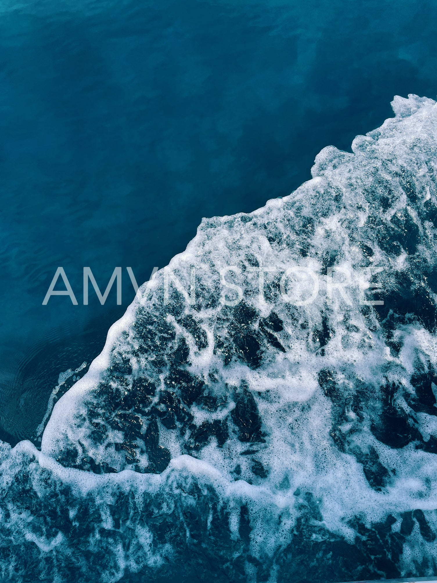 Shot from above on ocean water with waves