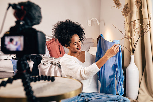 Female blogger recording new video for her fashion channel