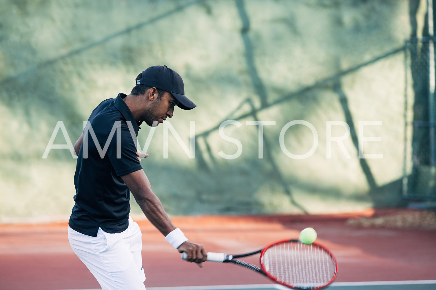 Professional tennis player returning the ball during a match