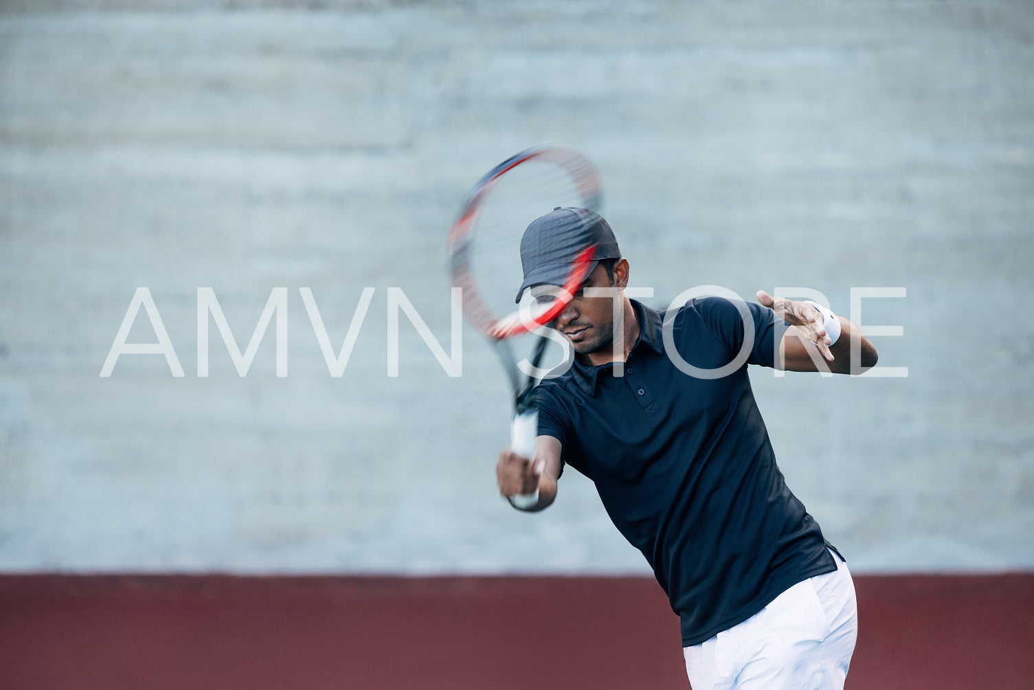 Tennis player during an intense workout outdoors