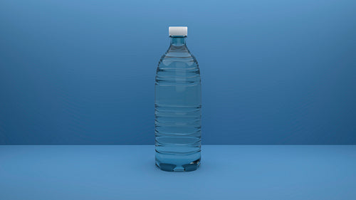 Plastic water bottle on a blue background, 3d render