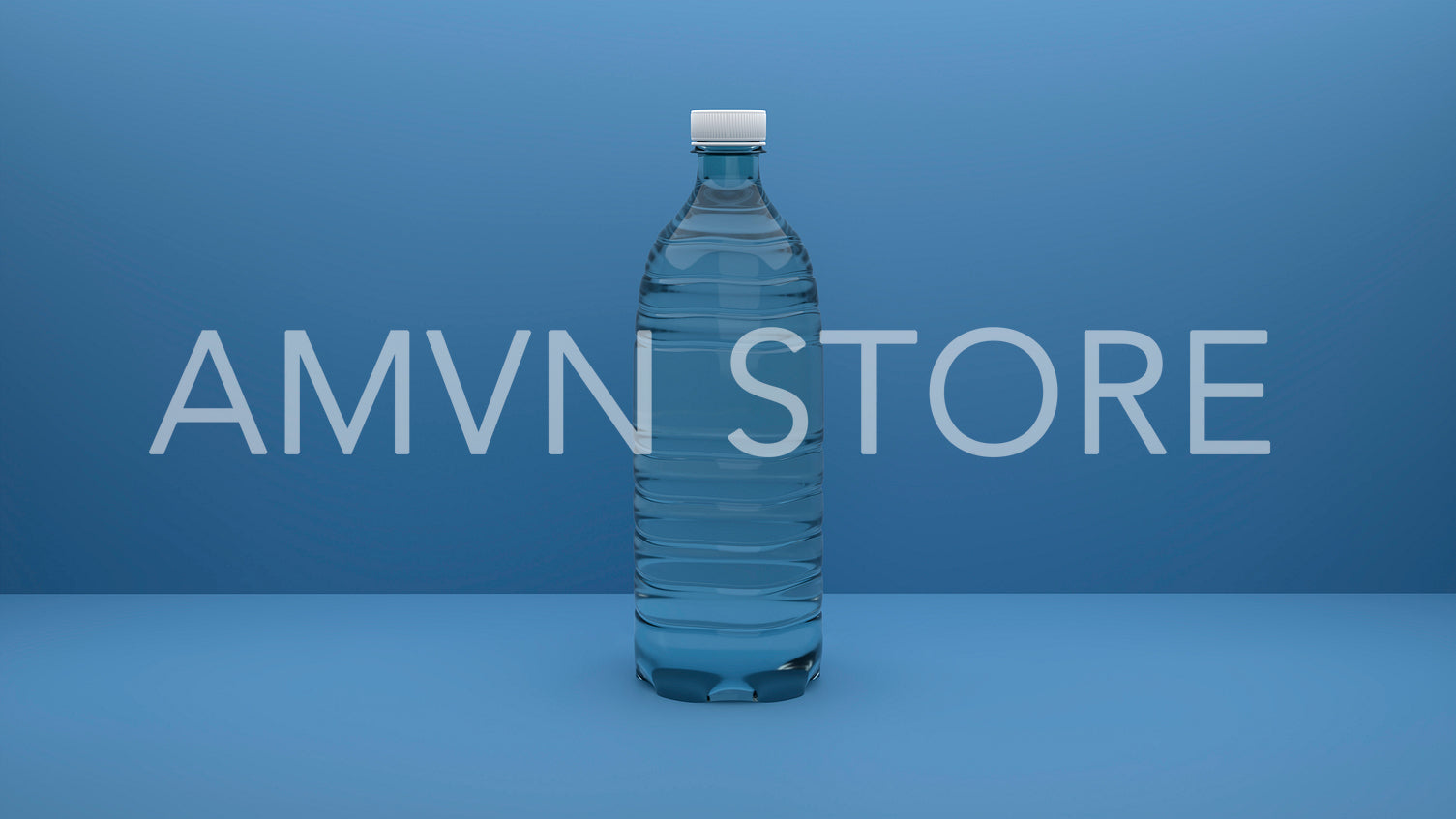 Plastic water bottle on a blue background, 3d render