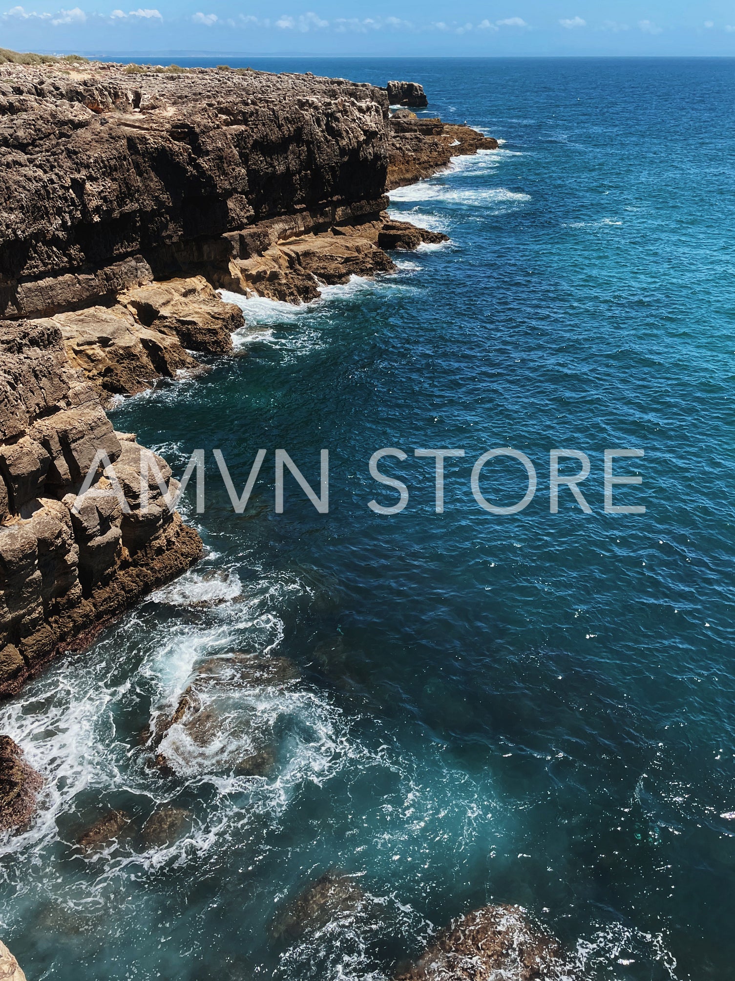 View of a rocky coast and an ocean