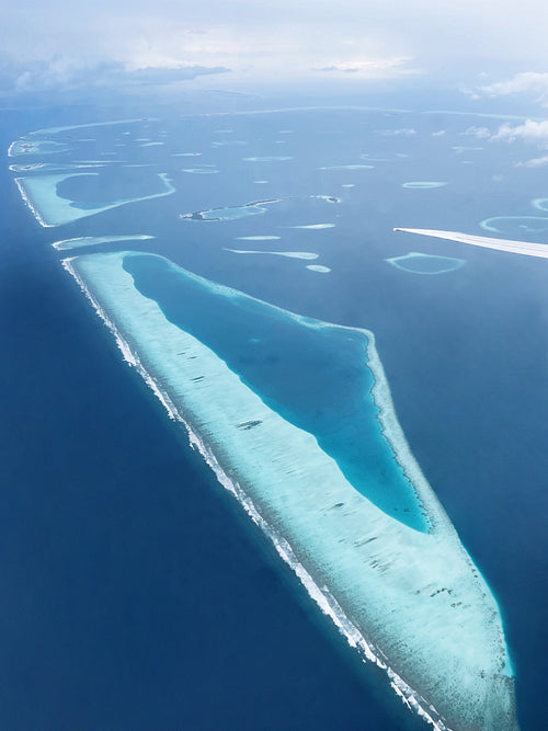 Aerial view on a big island in ocean