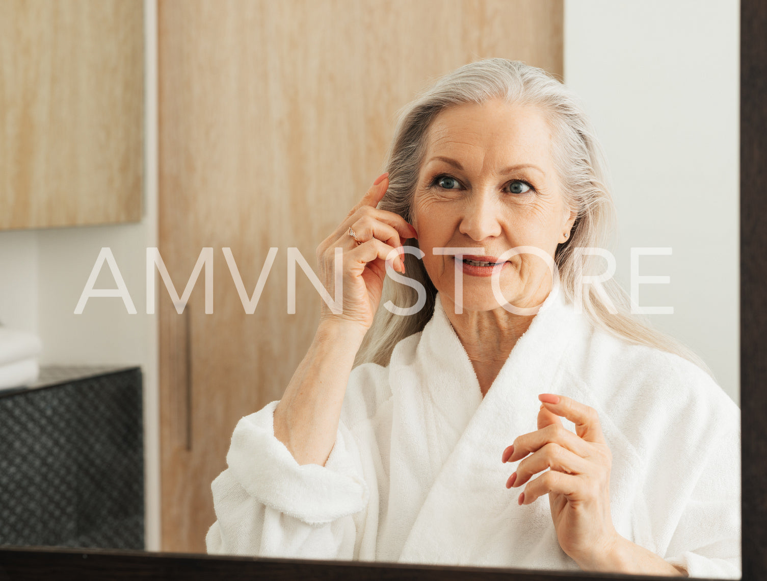 Woman with grey hair