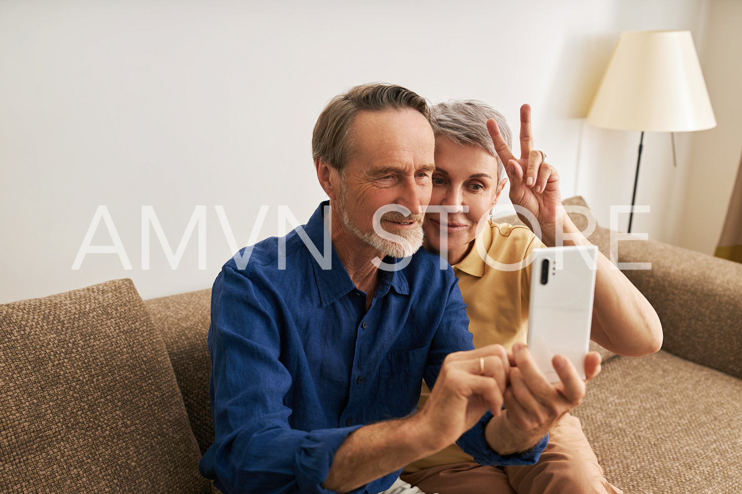 Senior couple taking a selfie. Mature people spending time together and having fun.	