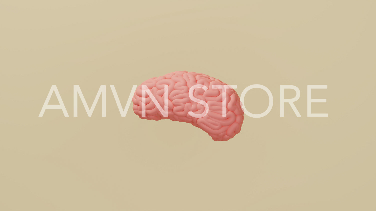 Side view of a human brain. 3d illustration of a brain against the pastel background.