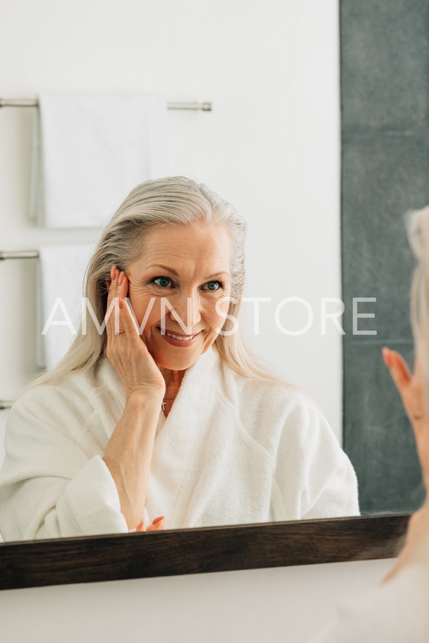 Aged woman in the bathroom